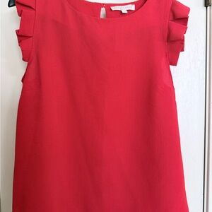 Monteau Red Ruffle Sleeve Blouse